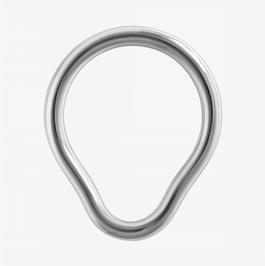SOLID. Metalwear ergonomic 304 stainless steel cock ring – overhead view showing anatomical curve and precision engineered profile.