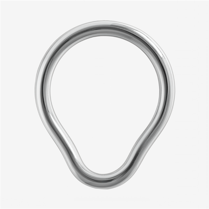 SOLID. Metalwear ergonomic 304 stainless steel cock ring – overhead view showing anatomical curve and precision engineered profile.